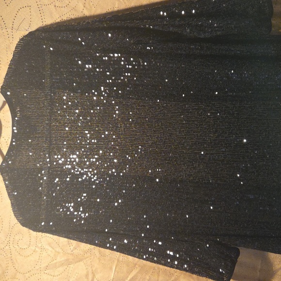RONNI NICOLE Studio Black Sequin Cape( NEW No Tag) Sz L. - Picture 8 of 8